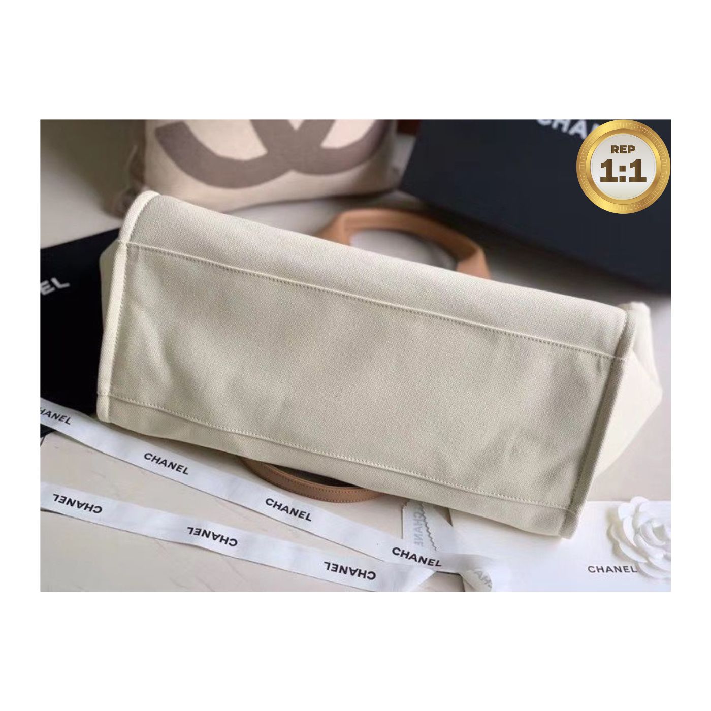 [REP 1:1] Chanel Large Deauville Pearl Tote Bag White For Women 15in/38cm